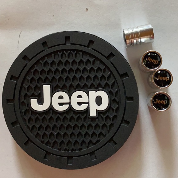 Jeep Other - 🚘 JEEP cup coasters set of 2 / silver valve cap